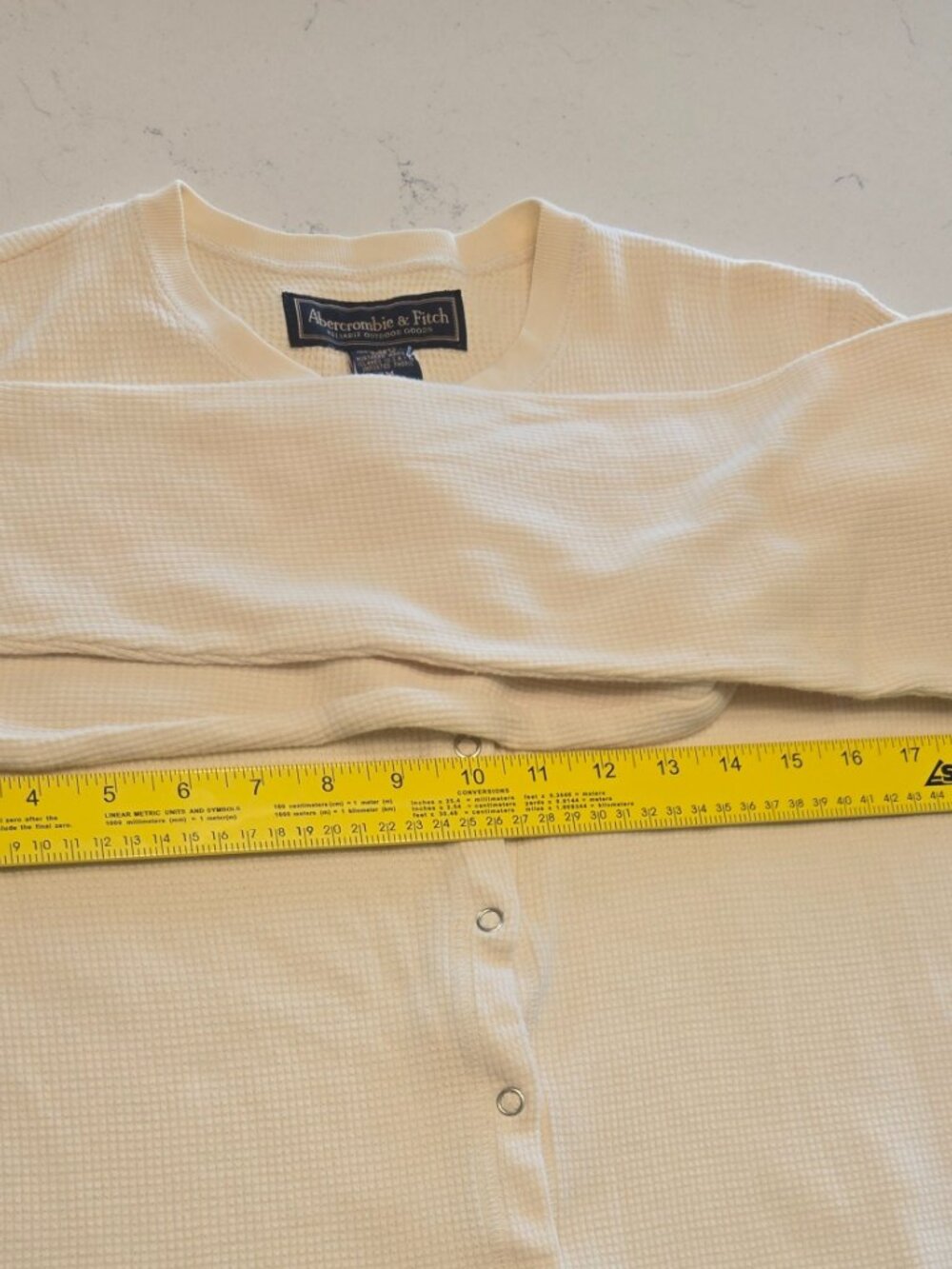 Abercrombie & Fitch Cream Waffle Knit Button Front Cardigan Top Size M - Picture 5 of 6